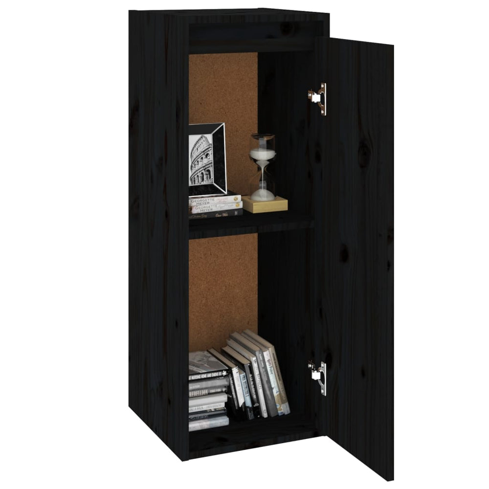 Wandkast 30x30x80 cm massief grenenhout zwart MeubelReus