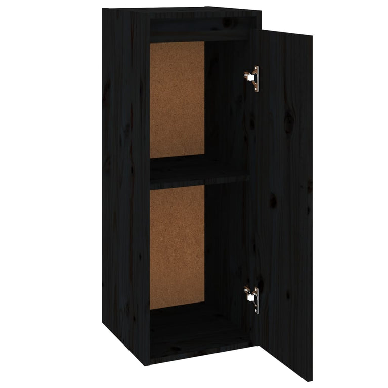 Wandkast 30x30x80 cm massief grenenhout zwart MeubelReus