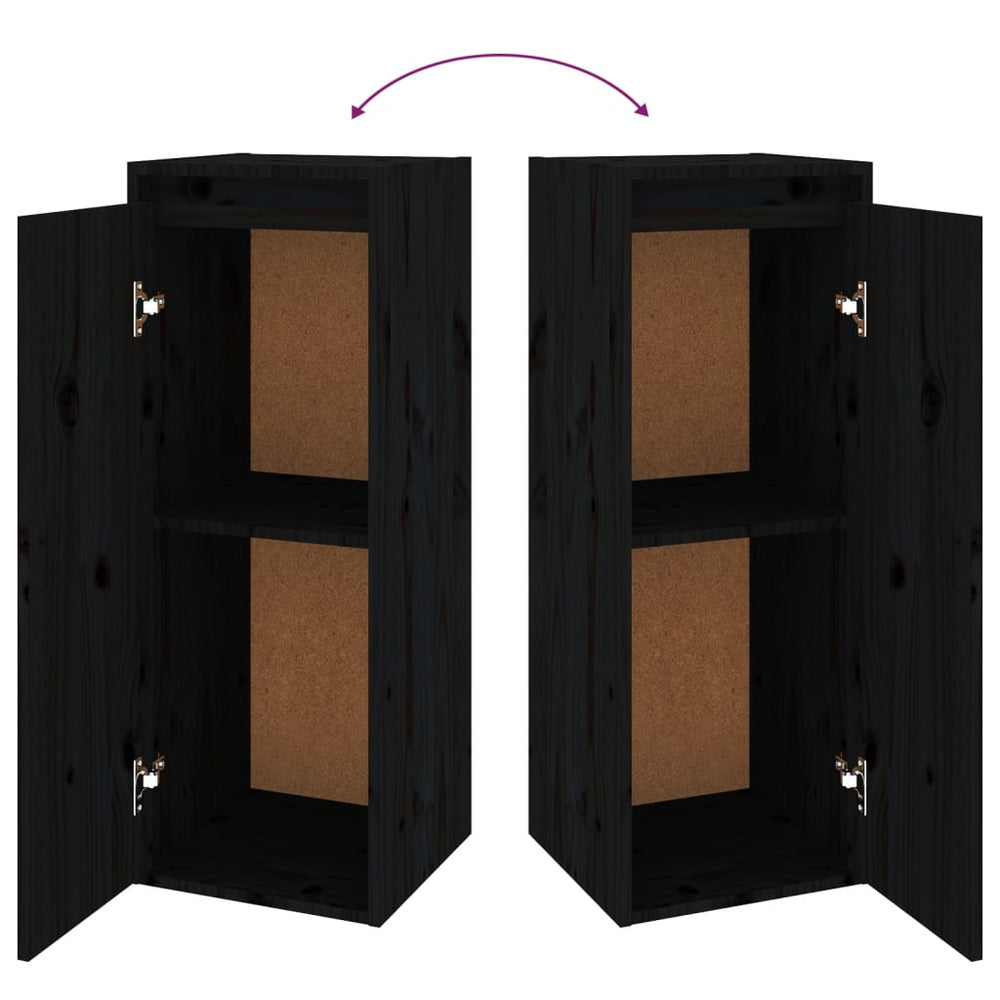 Wandkast 30x30x80 cm massief grenenhout zwart MeubelReus