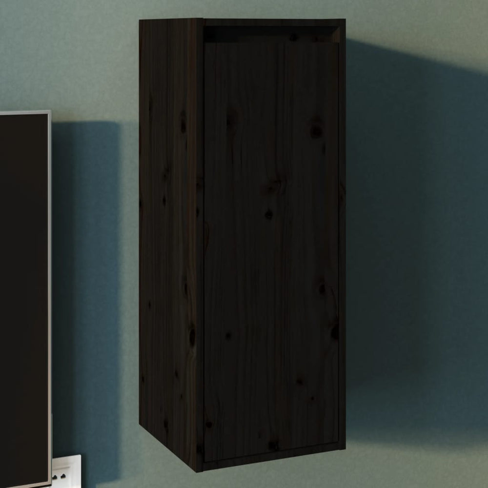 Wandkast 30x30x80 cm massief grenenhout zwart MeubelReus