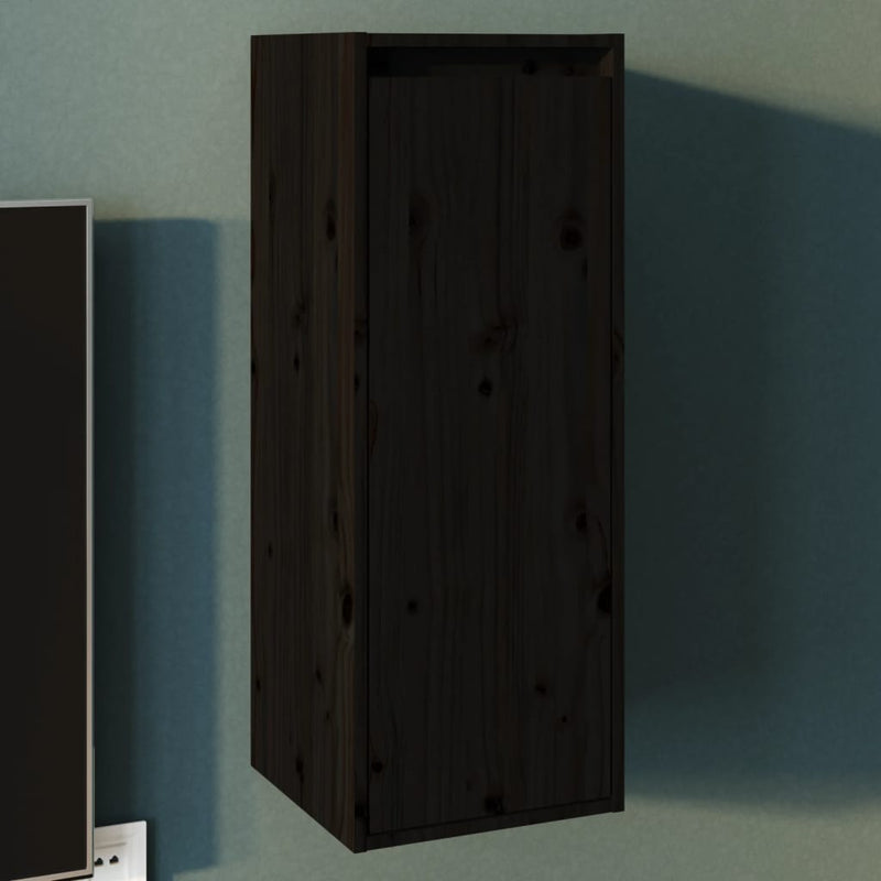 Wandkast 30x30x80 cm massief grenenhout zwart MeubelReus