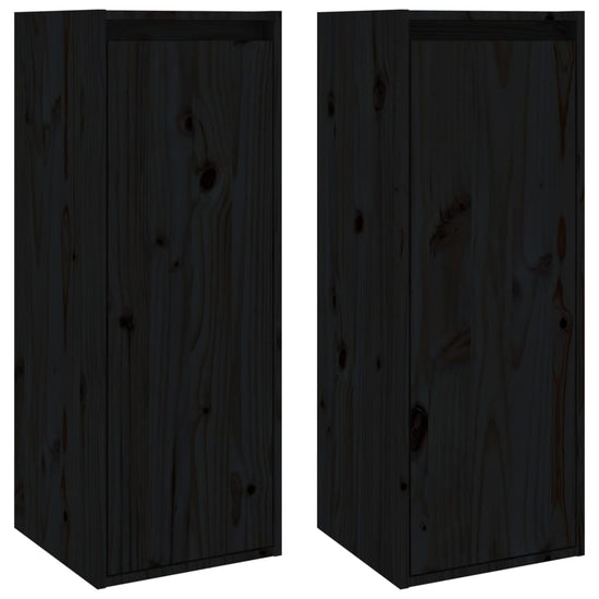 Wandkasten 2 st 30x30x80 cm massief grenenhout zwart MeubelReus