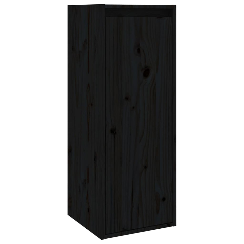 Wandkasten 2 st 30x30x80 cm massief grenenhout zwart MeubelReus