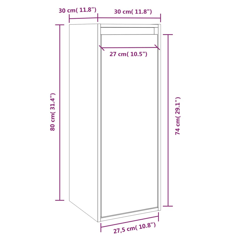Wandkasten 2 st 30x30x80 cm massief grenenhout zwart MeubelReus
