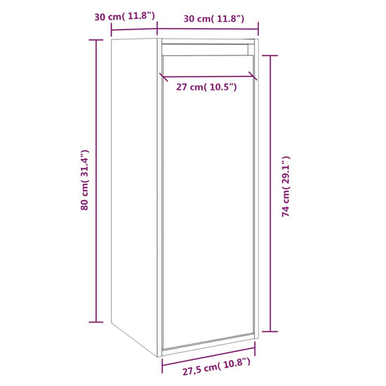Wandkasten 2 st 30x30x80 cm massief grenenhout zwart MeubelReus