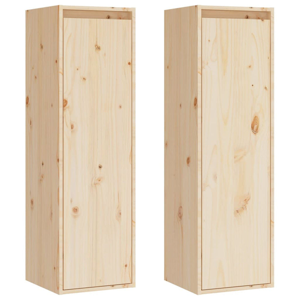 Wandkasten 2 st 30x30x100 cm massief grenenhout MeubelReus