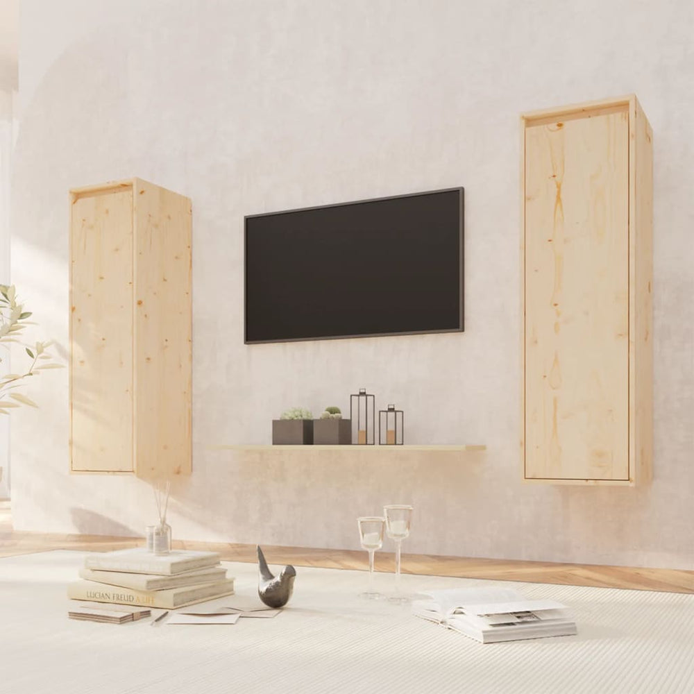 Wandkasten 2 st 30x30x100 cm massief grenenhout MeubelReus