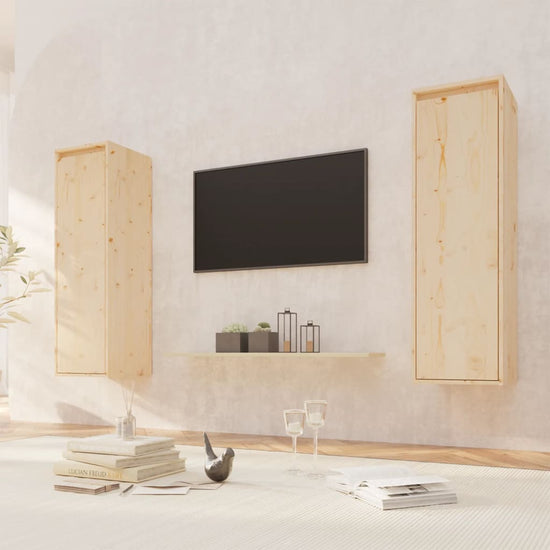 Wandkasten 2 st 30x30x100 cm massief grenenhout MeubelReus