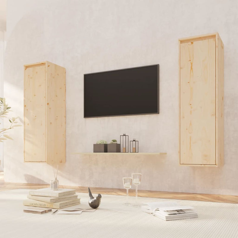 Wandkasten 2 st 30x30x100 cm massief grenenhout MeubelReus