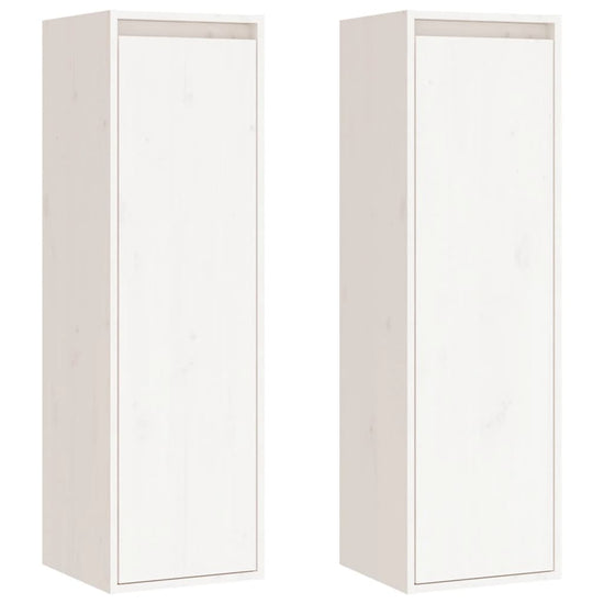Wandkasten 2 st 30x30x100 cm massief grenenhout wit MeubelReus