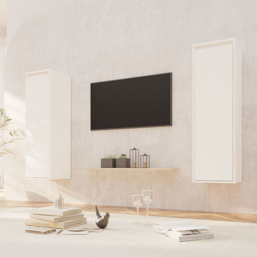 Wandkasten 2 st 30x30x100 cm massief grenenhout wit MeubelReus