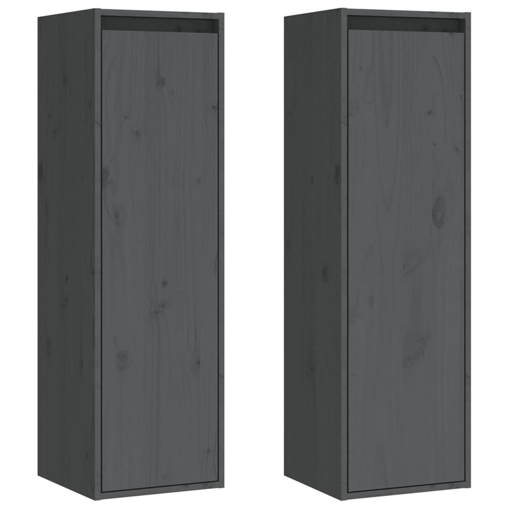 Wandkasten 2 st 30x30x100 cm massief grenenhout grijs MeubelReus