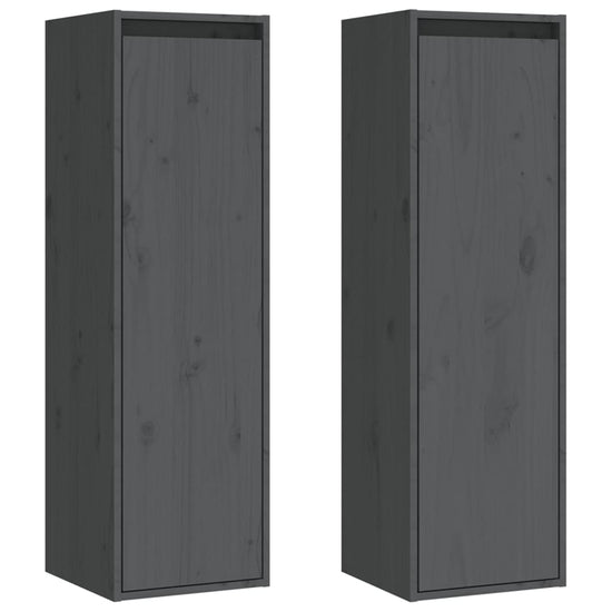 Wandkasten 2 st 30x30x100 cm massief grenenhout grijs MeubelReus