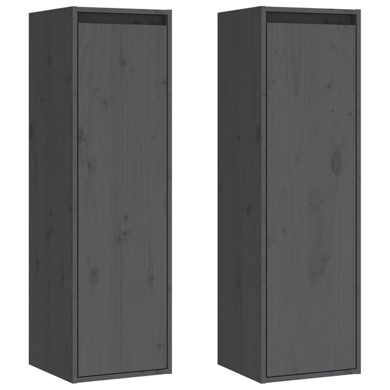 Wandkasten 2 st 30x30x100 cm massief grenenhout grijs MeubelReus