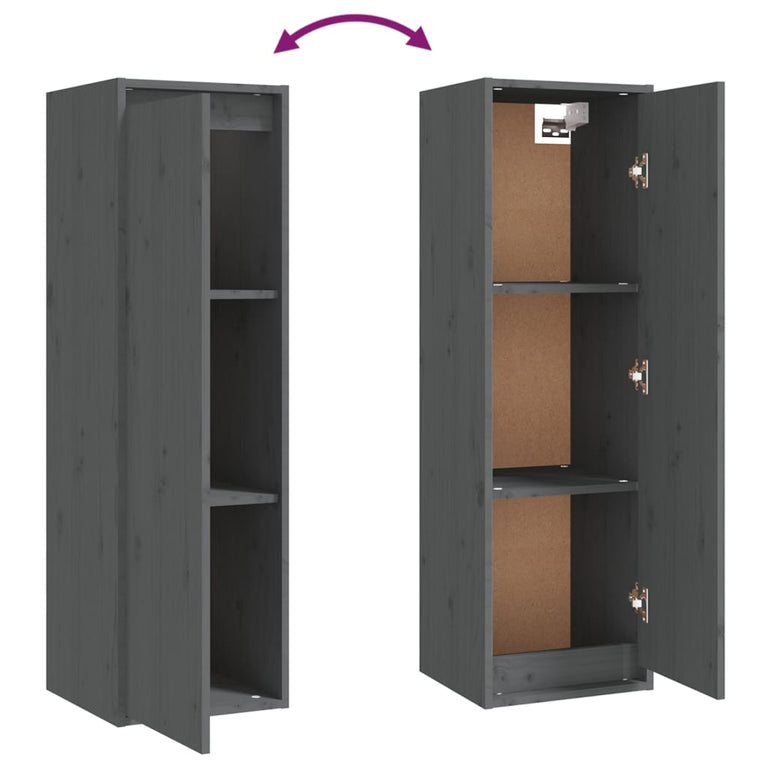 Wandkasten 2 st 30x30x100 cm massief grenenhout grijs MeubelReus