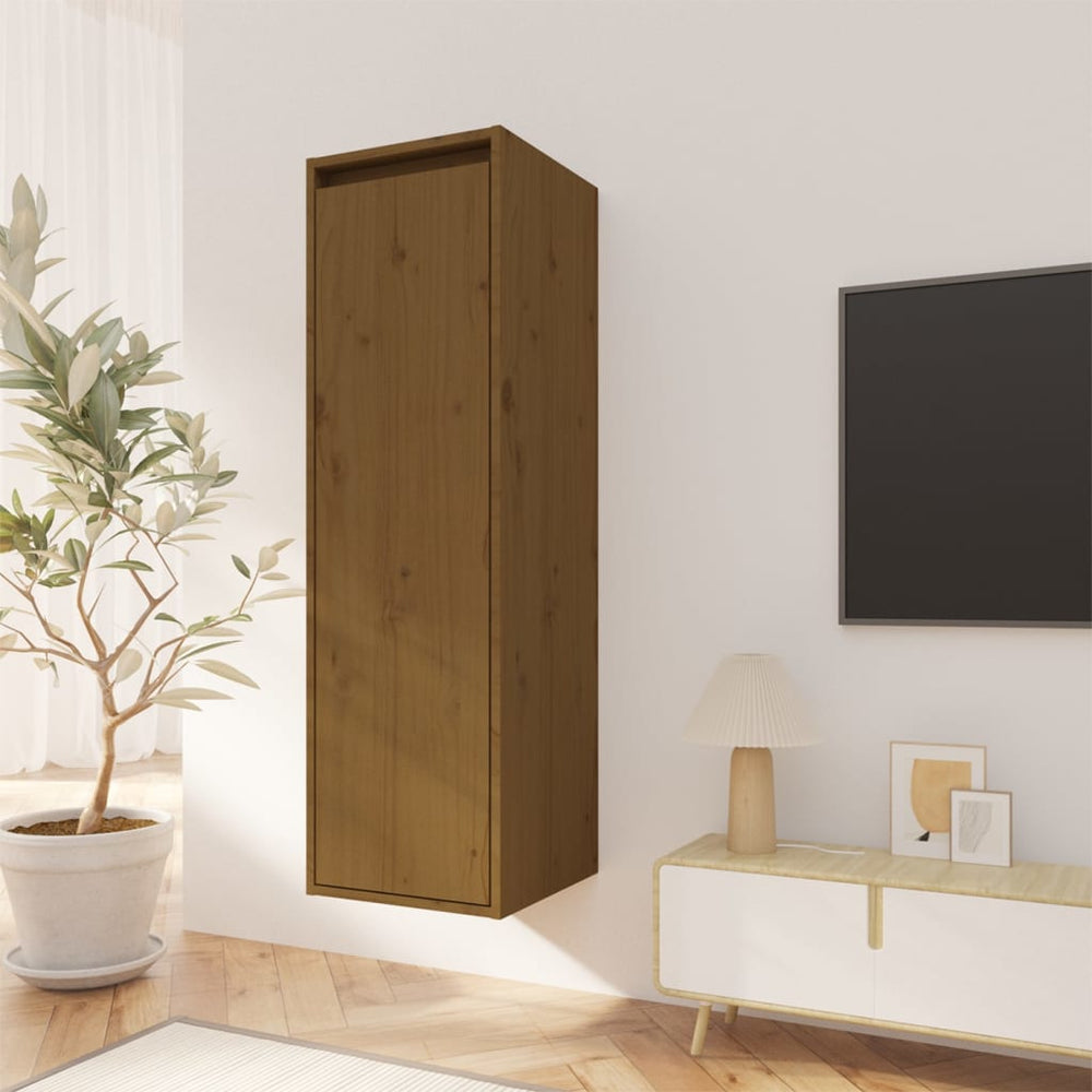 Wandkast 30x30x100 cm massief grenenhout honingbruin MeubelReus