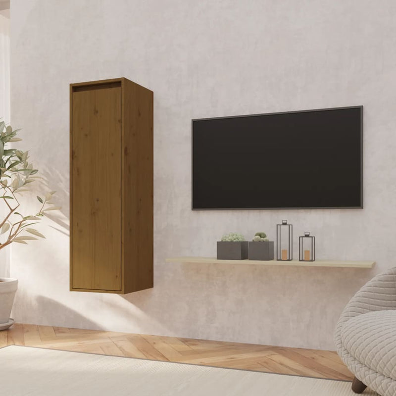Wandkast 30x30x100 cm massief grenenhout honingbruin MeubelReus