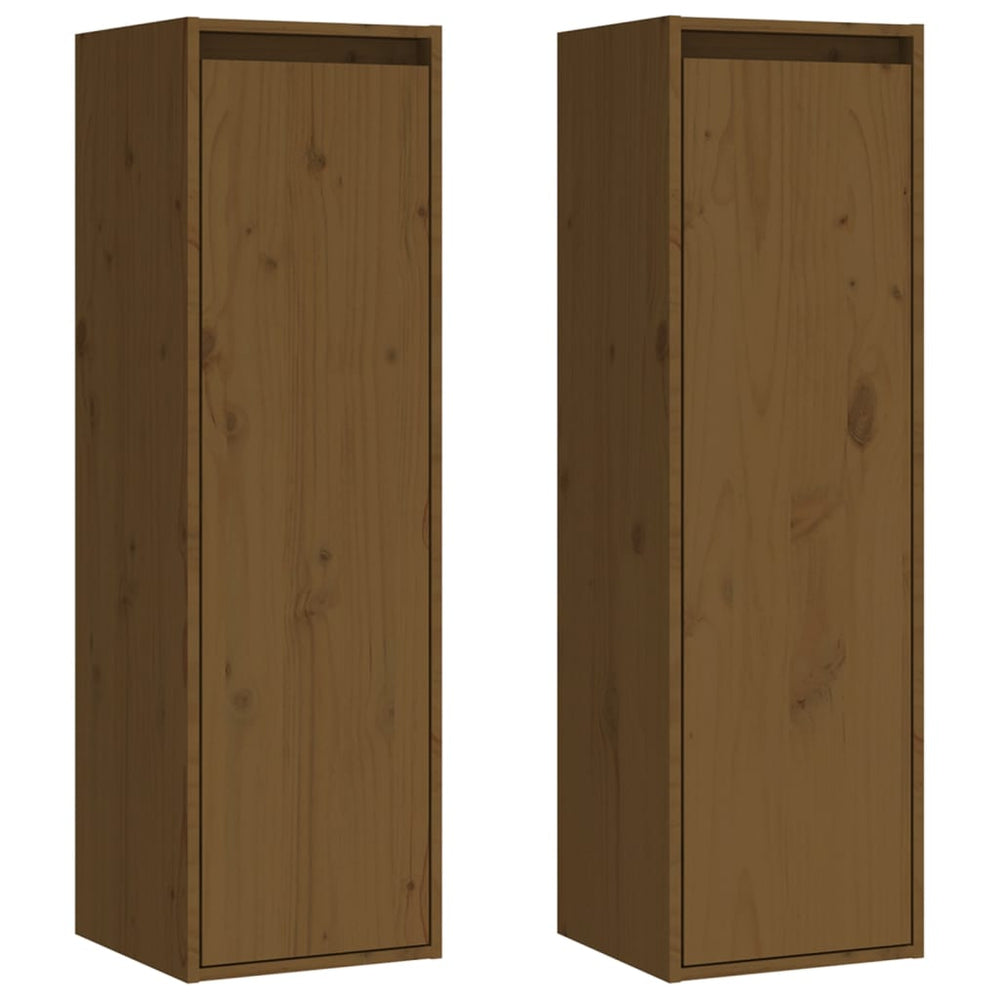 Wandkasten 2 st 30x30x100 cm massief grenenhout honingbruin MeubelReus