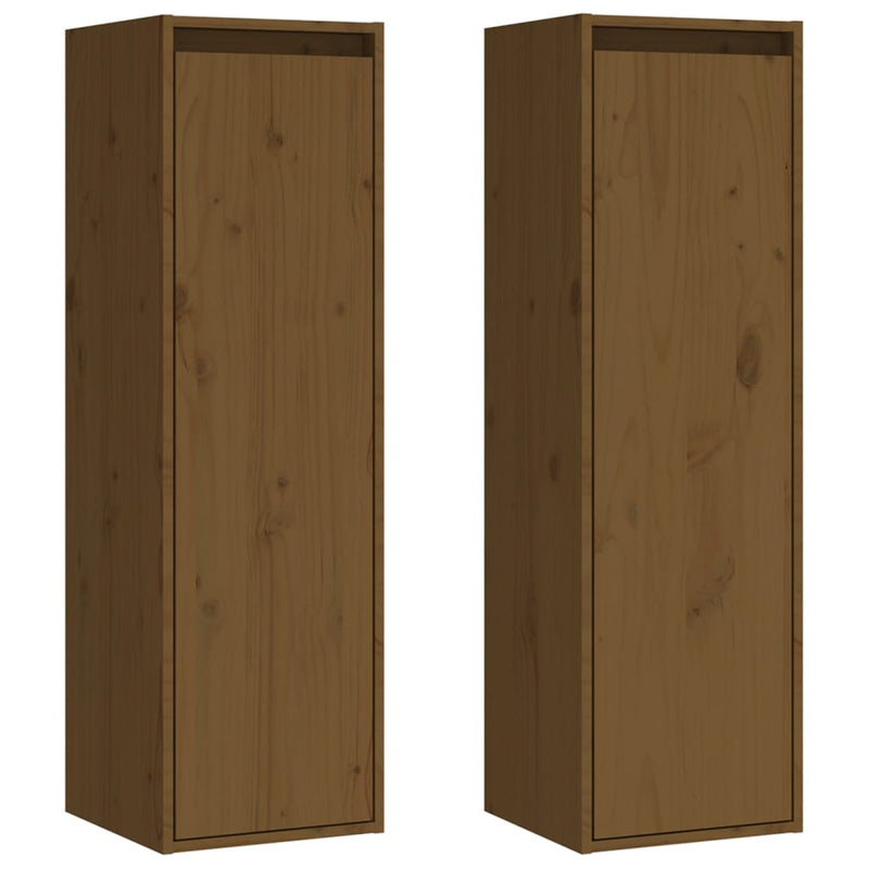 Wandkasten 2 st 30x30x100 cm massief grenenhout honingbruin MeubelReus