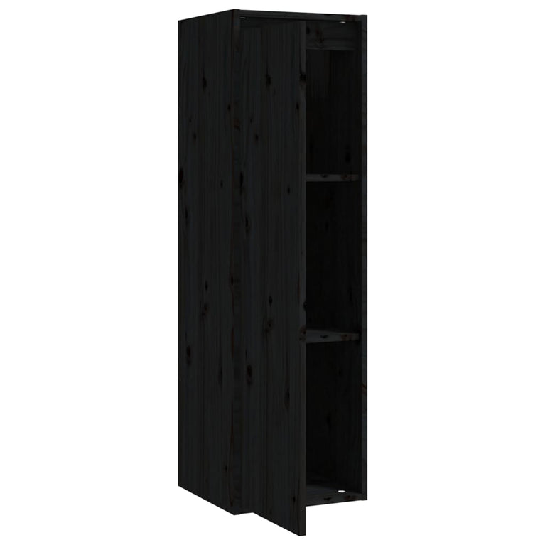 Wandkasten 2 st 30x30x100 cm massief grenenhout zwart