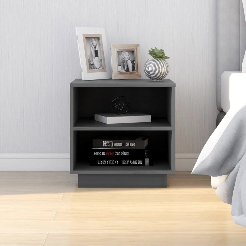 Nachtkastjes 2 st 40x34x40 cm massief grenenhout grijs MeubelReus