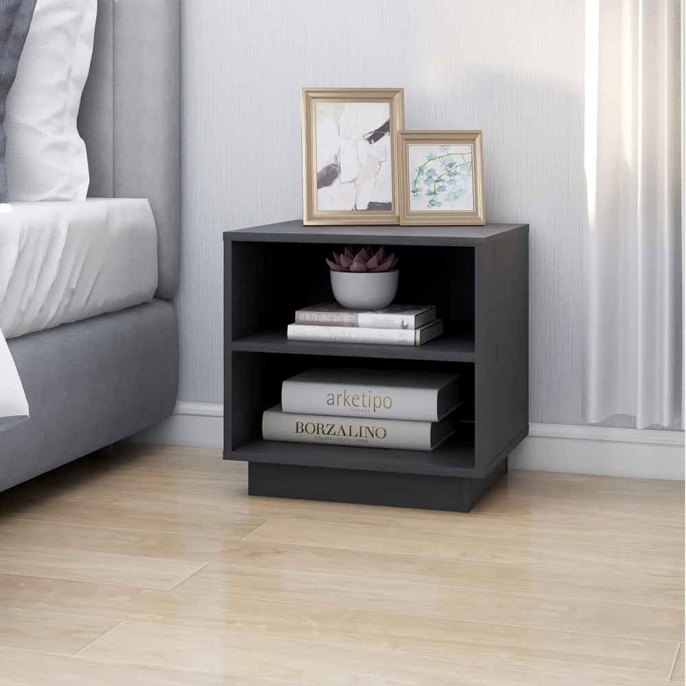 Nachtkastjes 2 st 40x34x40 cm massief grenenhout grijs MeubelReus