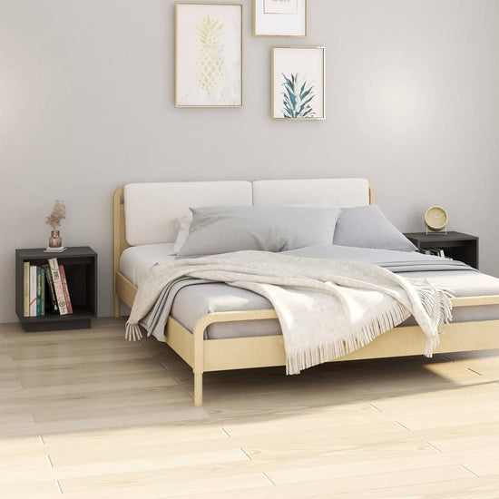 Nachtkastjes 2 st 40x30x40 cm massief grenenhout grijs MeubelReus