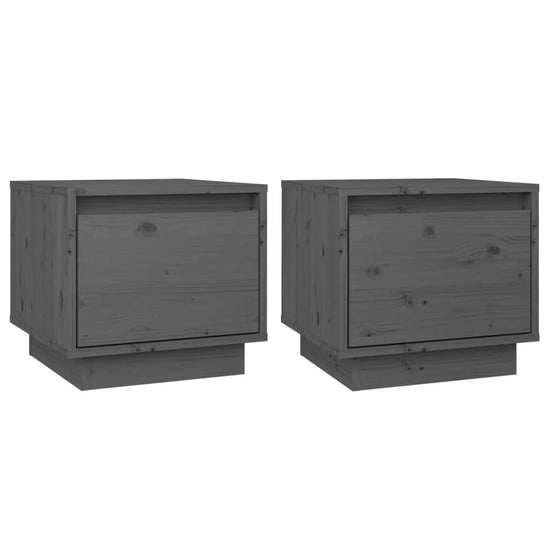 Nachtkastjes 2 st 35x34x32 cm massief grenenhout grijs MeubelReus