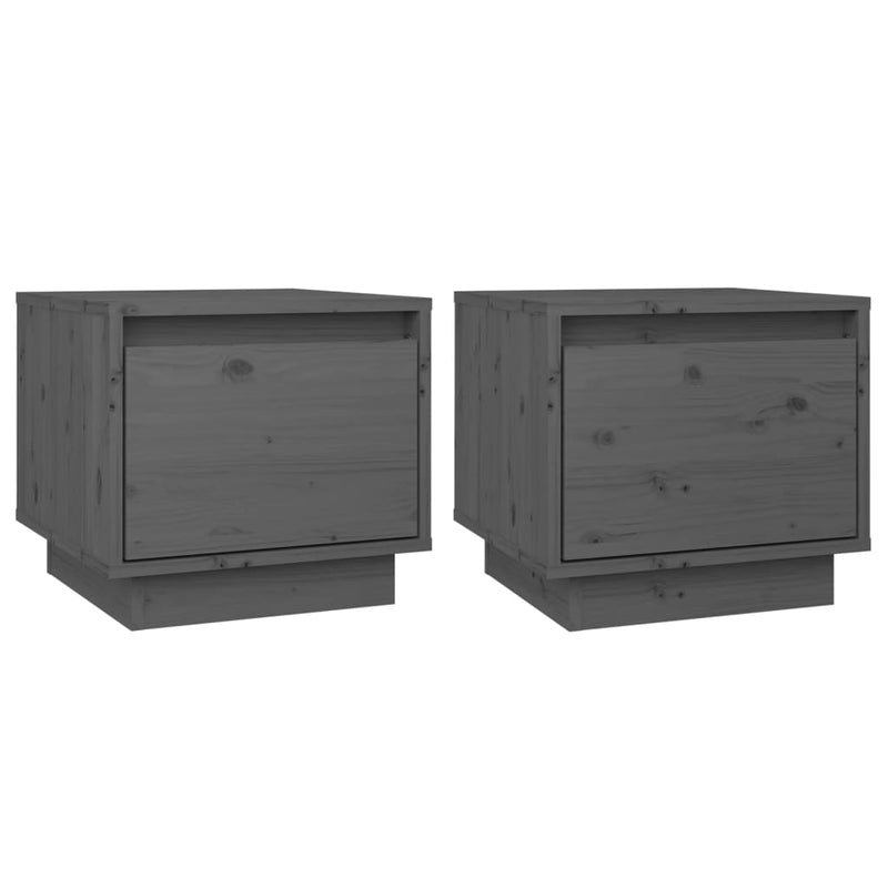 Nachtkastjes 2 st 35x34x32 cm massief grenenhout grijs MeubelReus