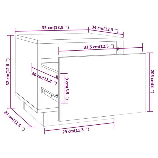 Nachtkastjes 2 st 35x34x32 cm massief grenenhout honingbruin MeubelReus