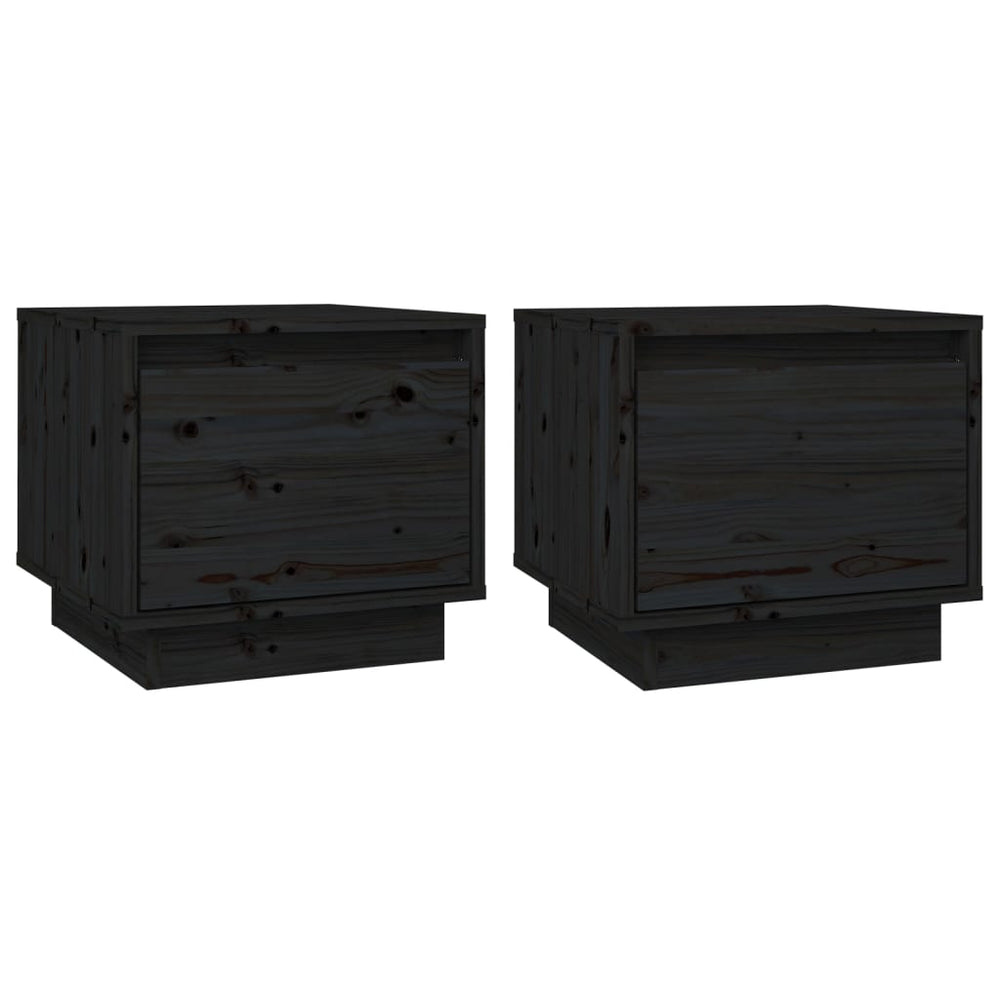 Nachtkastjes 2 st 35x34x32 cm massief grenenhout zwart MeubelReus