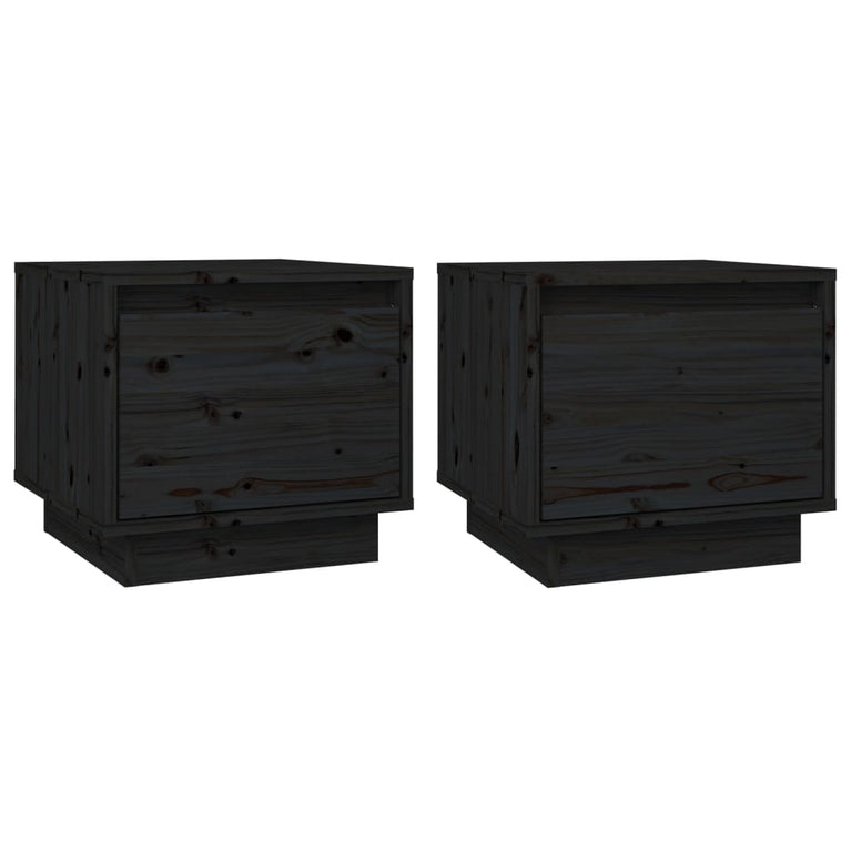 Nachtkastjes 2 st 35x34x32 cm massief grenenhout zwart MeubelReus