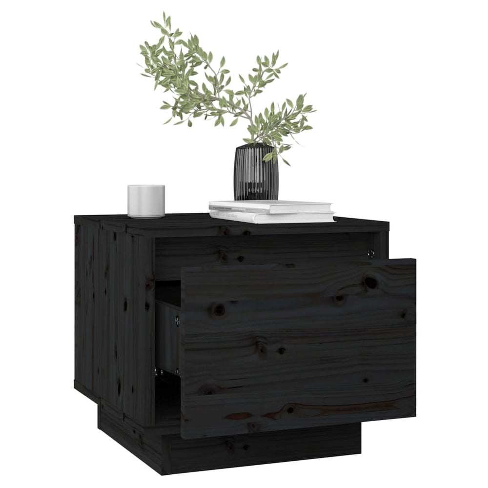 Nachtkastjes 2 st 35x34x32 cm massief grenenhout zwart MeubelReus