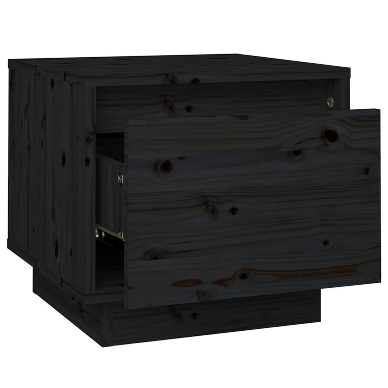 Nachtkastjes 2 st 35x34x32 cm massief grenenhout zwart MeubelReus