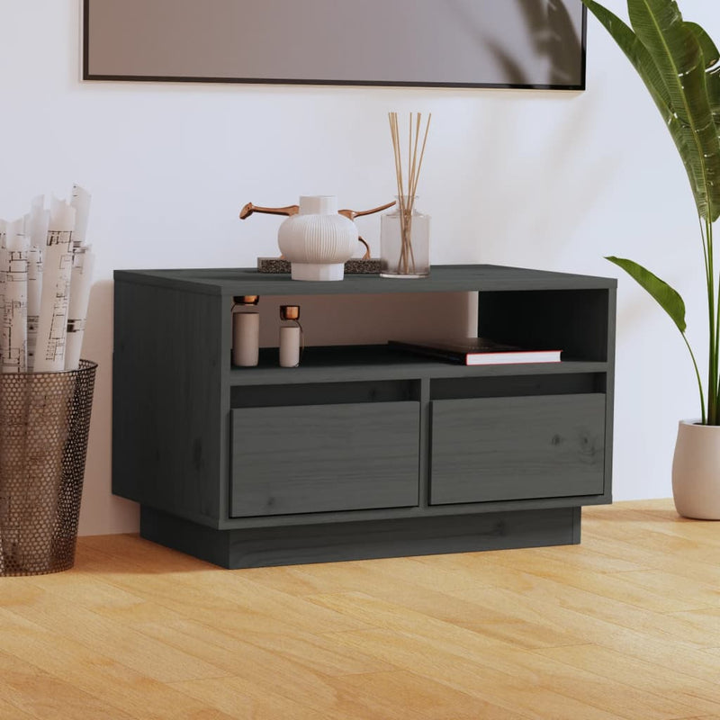 Tv-meubel 60x35x37 cm massief grenenhout grijs MeubelReus