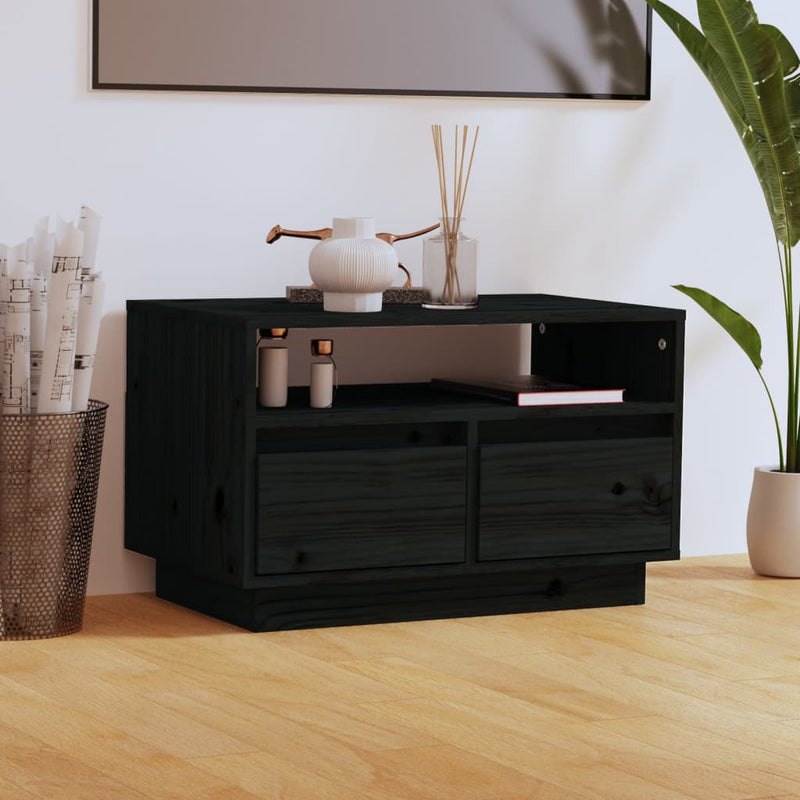Tv-meubel 60x35x37 cm massief grenenhout zwart MeubelReus
