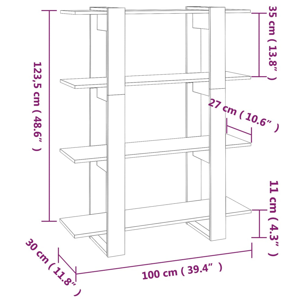 Boekenkast/kamerscherm 100x30x123,5 zwart MeubelReus