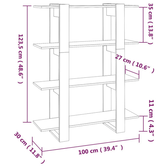 Boekenkast/kamerscherm 100x30x123,5 cm hoogglans wit MeubelReus
