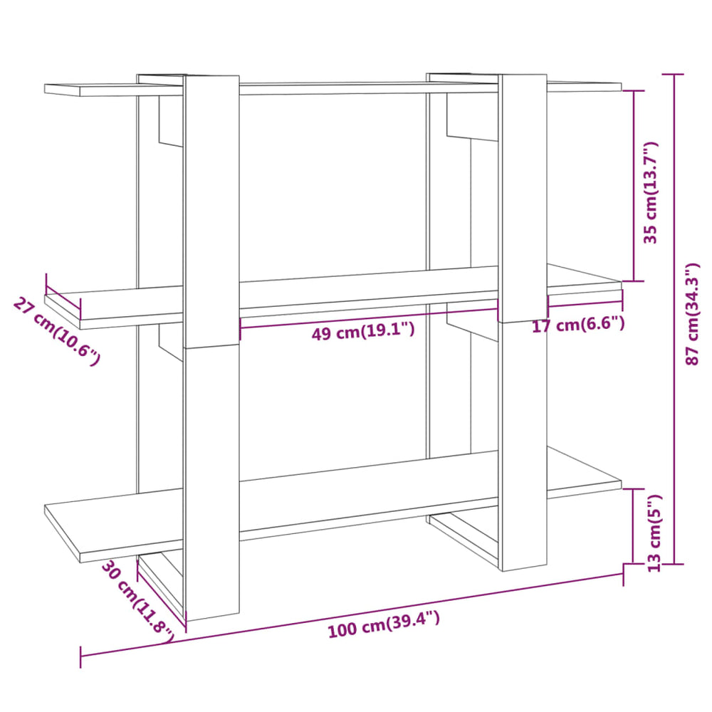 Boekenkast/kamerscherm 100x30x87 cm hoogglans wit MeubelReus