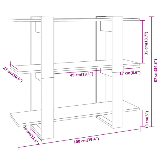Boekenkast/kamerscherm 100x30x87 cm hoogglans wit MeubelReus