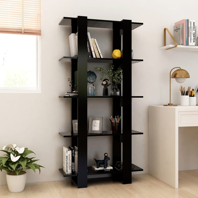 Boekenkast/kamerscherm 80x30x160 cm spaanplaat zwart MeubelReus
