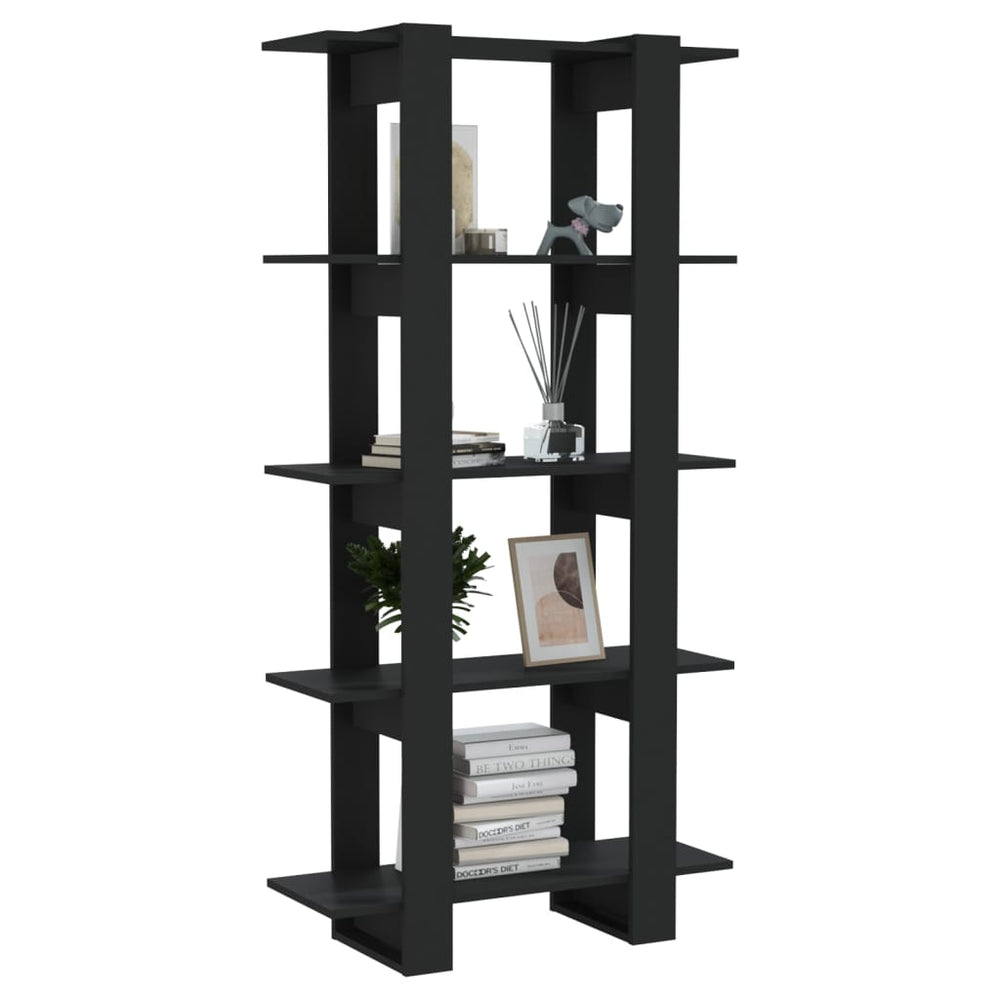 Boekenkast/kamerscherm 80x30x160 cm spaanplaat zwart MeubelReus