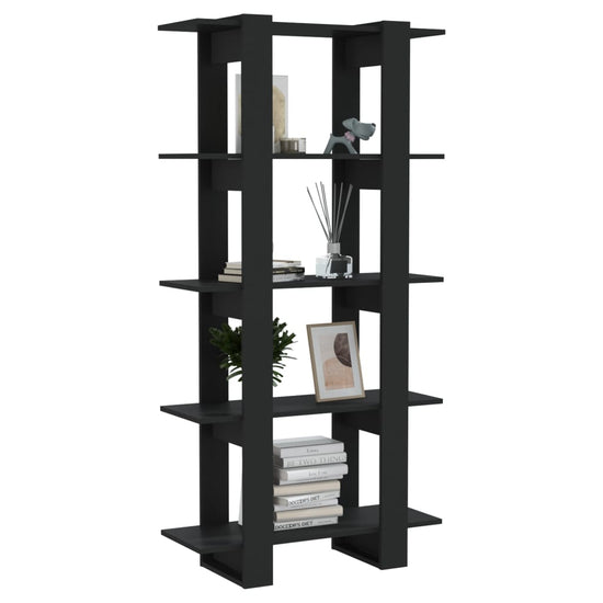 Boekenkast/kamerscherm 80x30x160 cm spaanplaat zwart MeubelReus