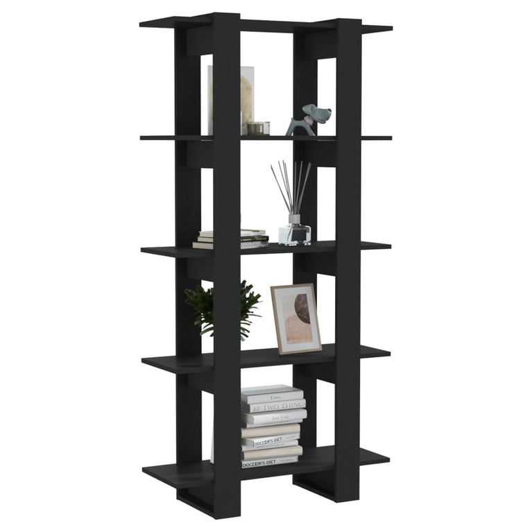 Boekenkast/kamerscherm 80x30x160 cm spaanplaat zwart MeubelReus