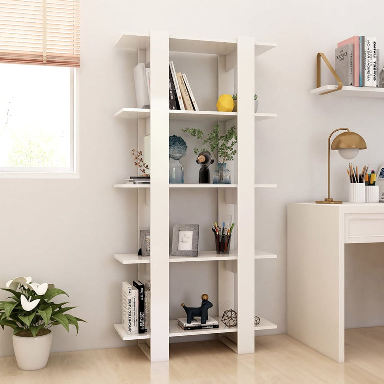 Boekenkast/kamerscherm 80x30x160 cm hoogglans wit MeubelReus