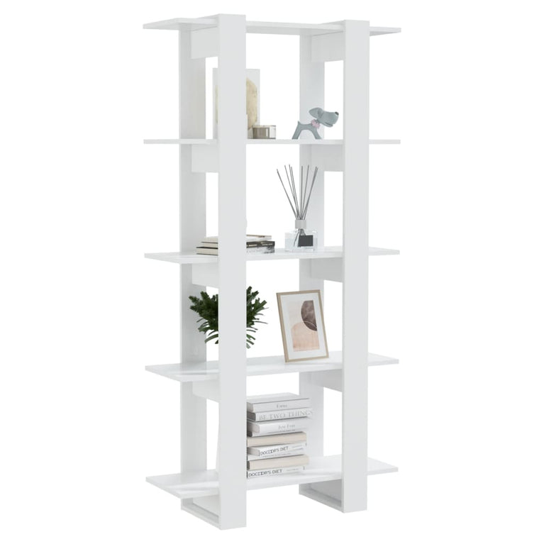 Boekenkast/kamerscherm 80x30x160 cm hoogglans wit MeubelReus