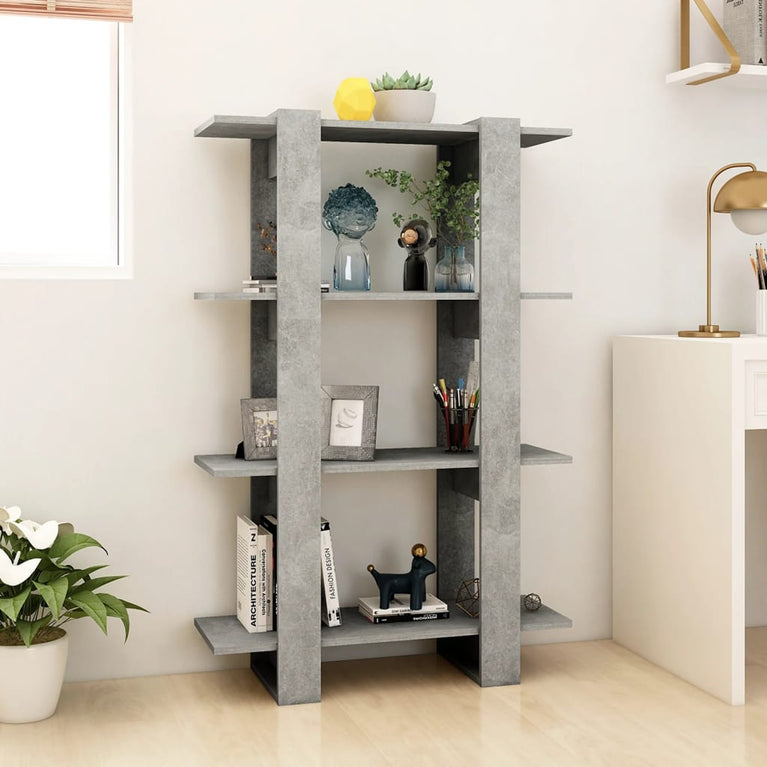Boekenkast/kamerscherm 80x30x123,5 cm betongrijs MeubelReus