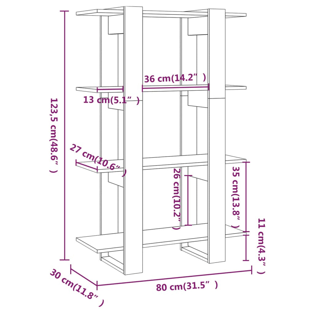 Boekenkast/kamerscherm 80x30x123,5 hoogglans wit MeubelReus