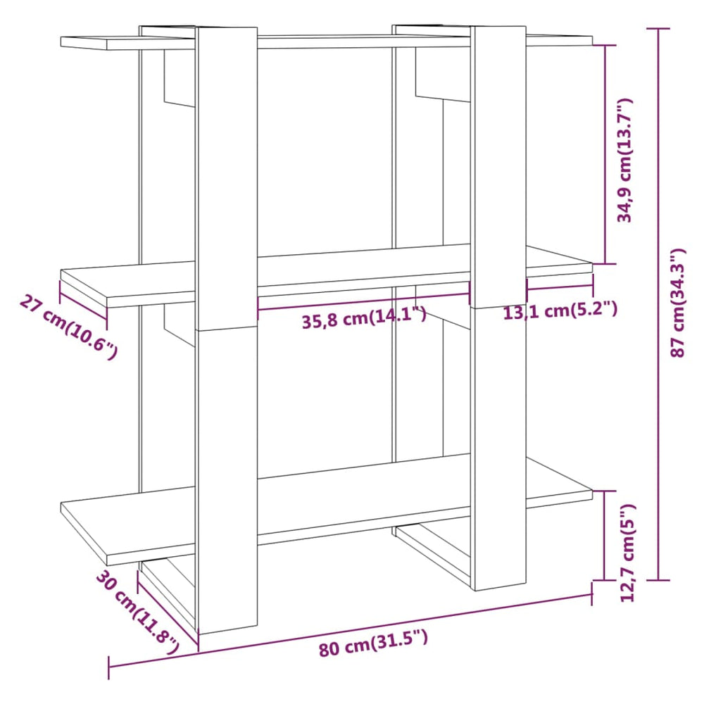 Boekenkast/kamerscherm 80x30x87 cm wit MeubelReus