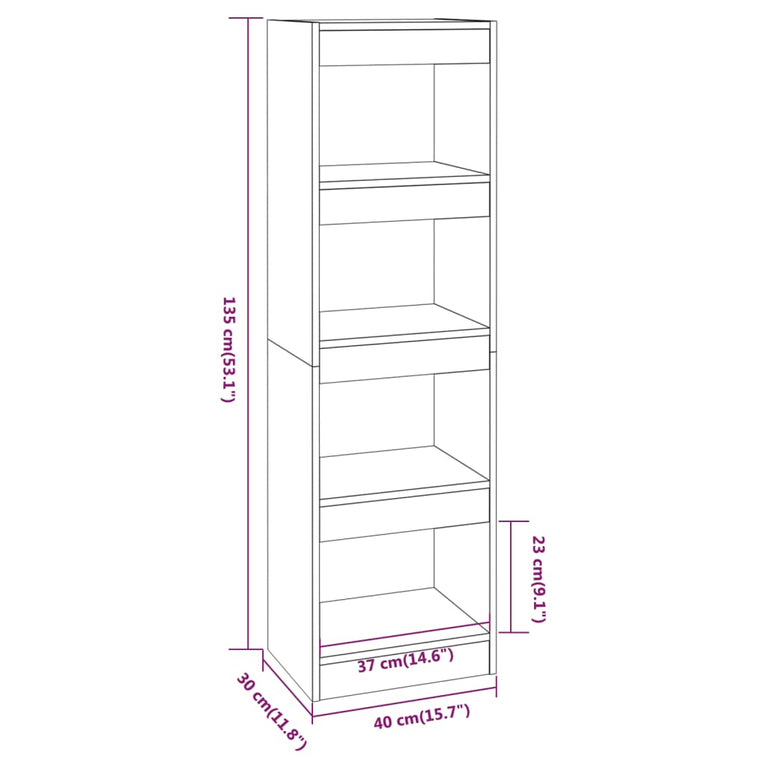 Boekenkast/kamerscherm 40x30x135 cm zwart MeubelReus
